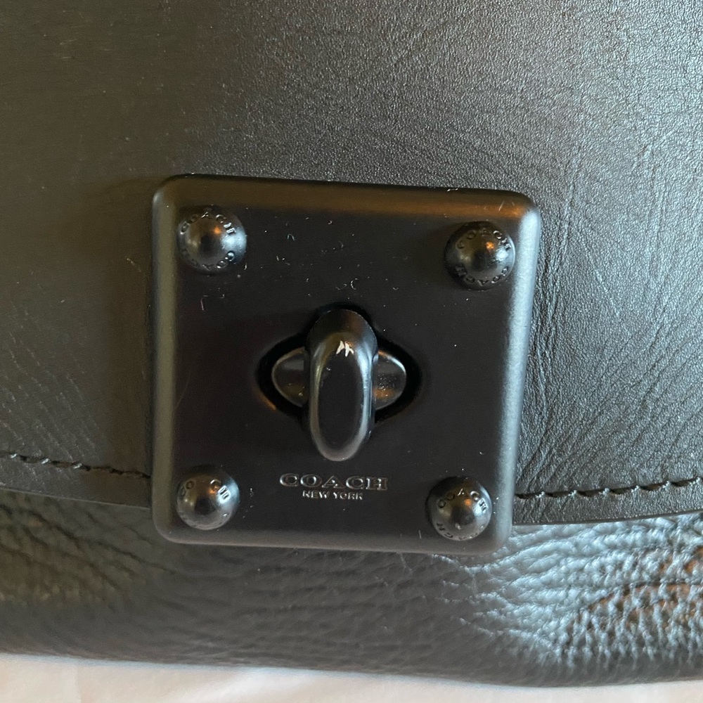 Coach 38389 Mixed Leather Drifter Carryall Satchel Handbag Purse in Black - Picture 4 of 16
